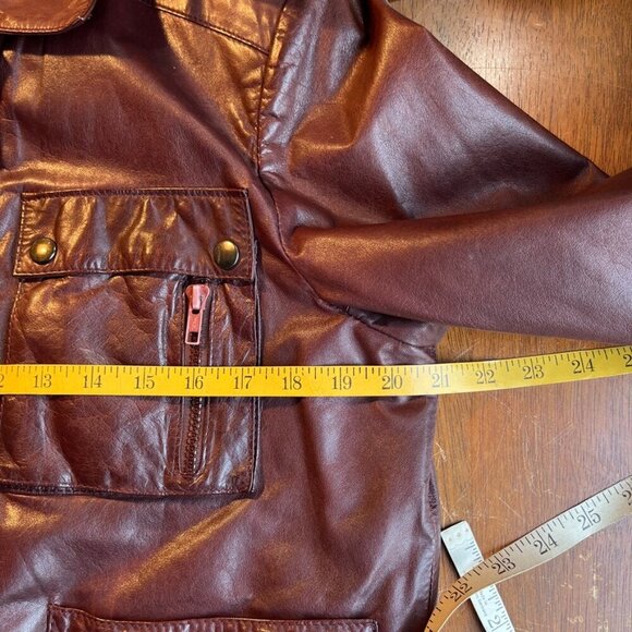 Vintage Fantastic International Leather Cargo Bomber Jacket Men L Aviator Cognac - Picture 15 of 16